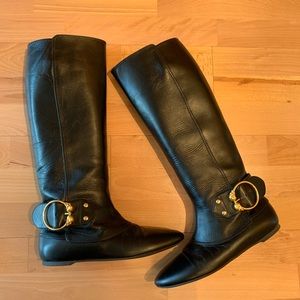 Alexander McQueen Knee High Leather Riding Boots